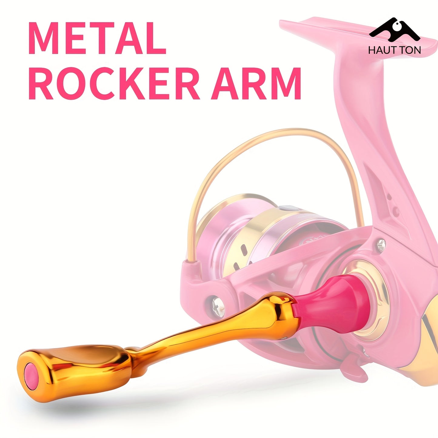 Carretilha de pesca  - Ação rápida, sistema de fricção suave, carretel de alumínio leve, rosa - para água doce/salgada