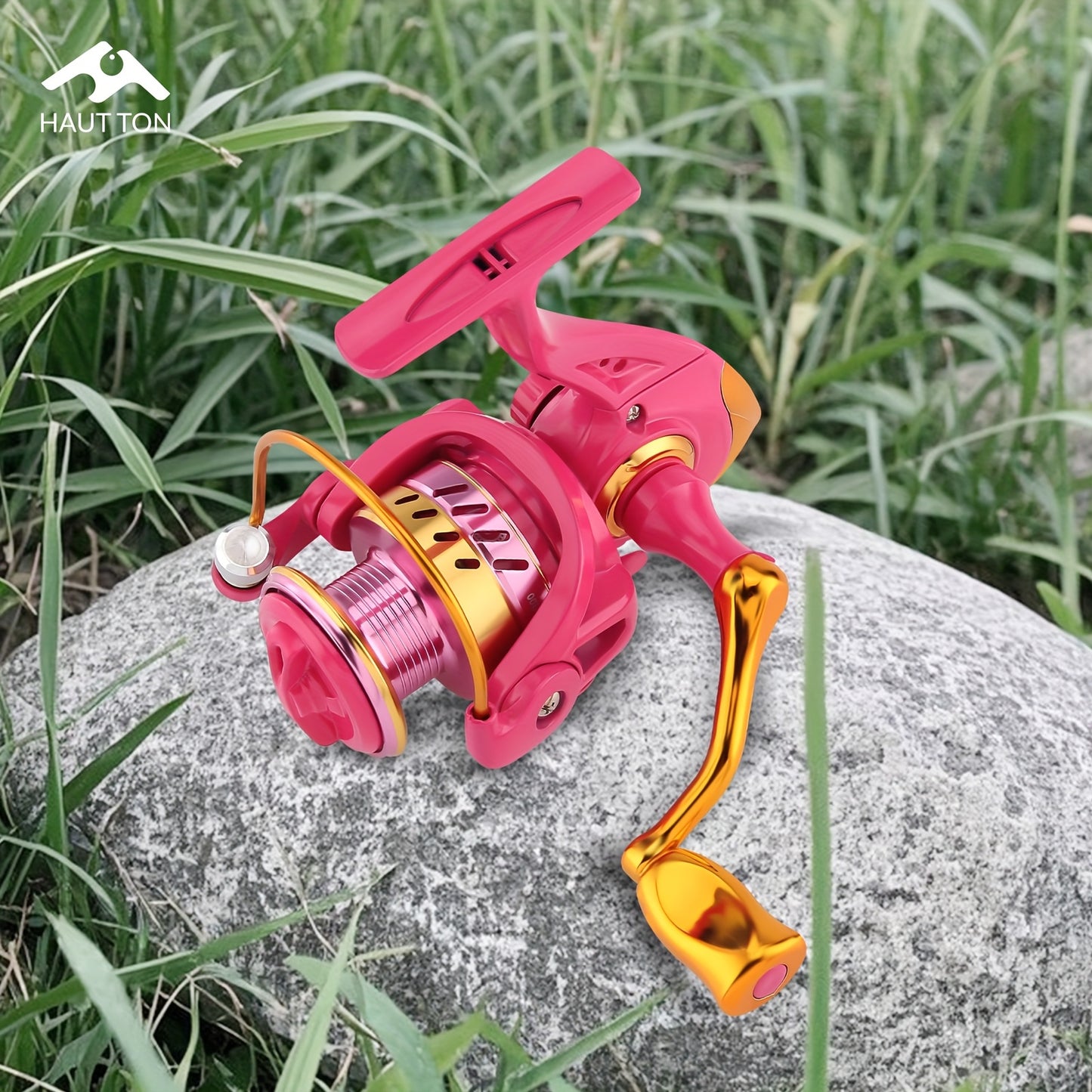 Carretilha de pesca  - Ação rápida, sistema de fricção suave, carretel de alumínio leve, rosa - para água doce/salgada