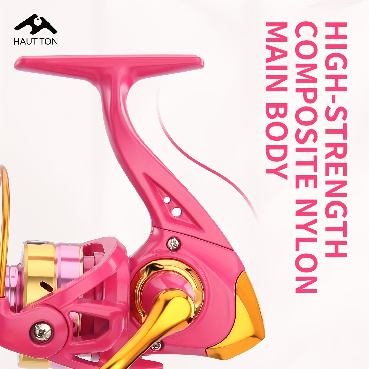 Carretilha de pesca  - Ação rápida, sistema de fricção suave, carretel de alumínio leve, rosa - para água doce/salgada