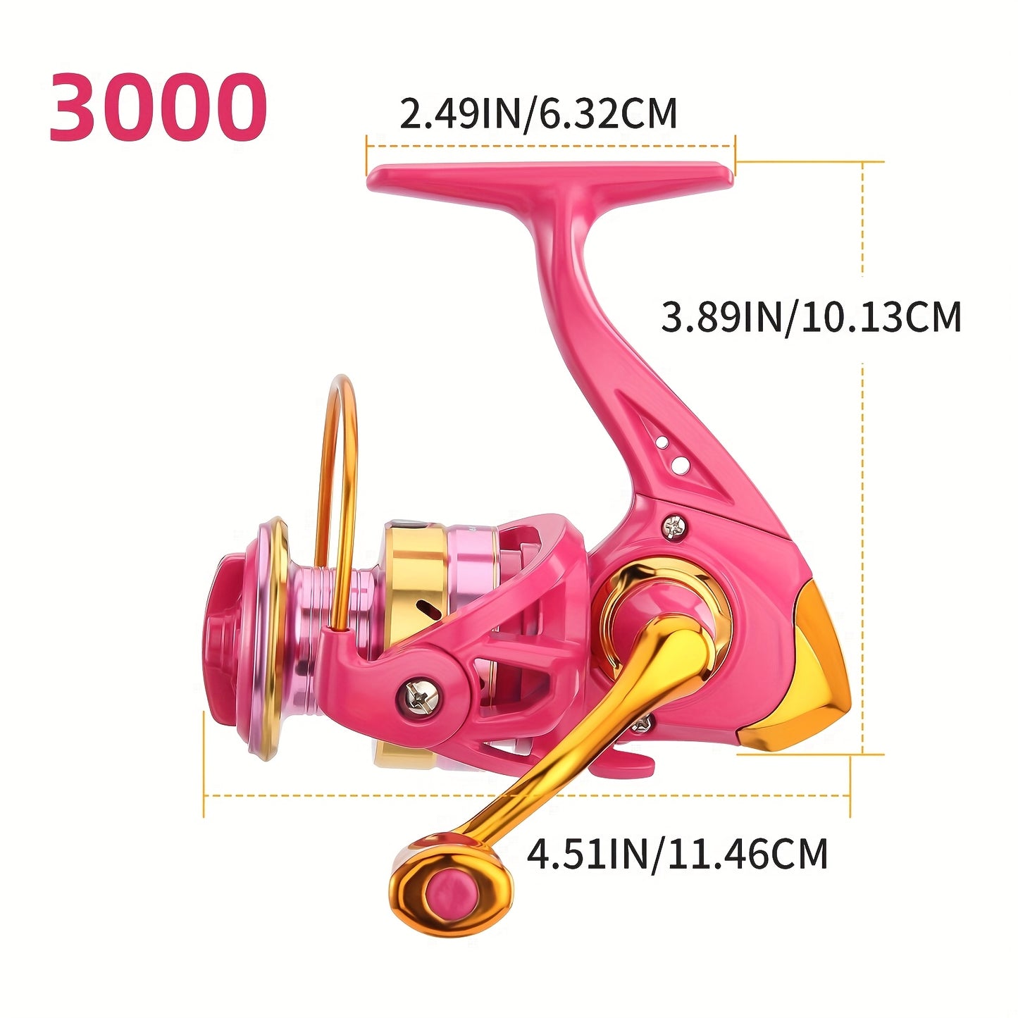 Carretilha de pesca  - Ação rápida, sistema de fricção suave, carretel de alumínio leve, rosa - para água doce/salgada